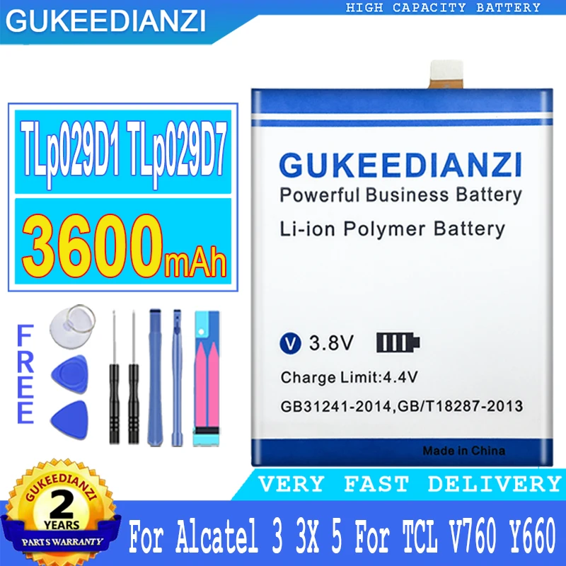 Bateria High Capacity 3600mAh TLp029D1 TLp029D7 Mobile Phone Battery For Alcatel 3 Alcatel3 3X 5 For TCL V760 Y660 OT-5052D 5052
Bateria High Capacity 3600mAh TLp029D1 TLp029D7 Mobile Phone Battery For Alcatel 3 Alcatel3 3X 5 For TCL V760 Y660 OT-5052D 5052