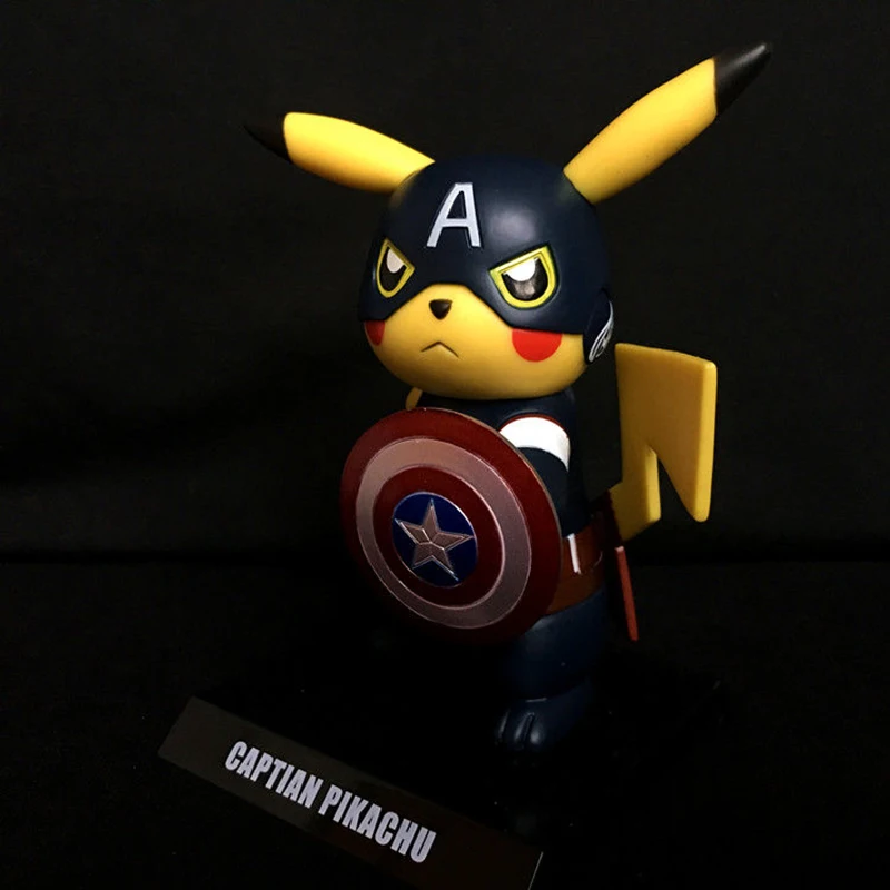 15cm PVC Pokemon Pikachu Cosplay Captain America Anime Action Figures Kawaii Room Decoration Children Toys Birthday Present
15cm PVC Pokemon Pikachu Cosplay Captain America Anime Action Figures Kawaii Room Decoration Children Toys Birthday Present