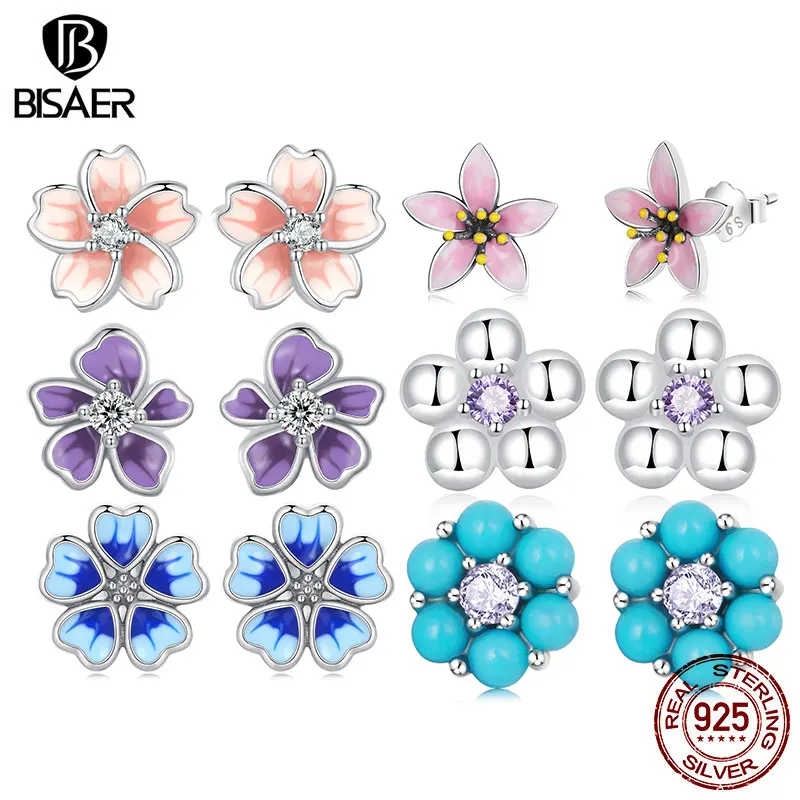 BISAER 925 Sterling Silver Multiple Flowers Stud Earrings Cherry Blossom Earrings For Woman Plated Platinum Fine Jewelry Gift
BISAER 925 Sterling Silver Multiple Flowers Stud Earrings Cherry Blossom Earrings For Woman Plated Platinum Fine Jewelry Gift