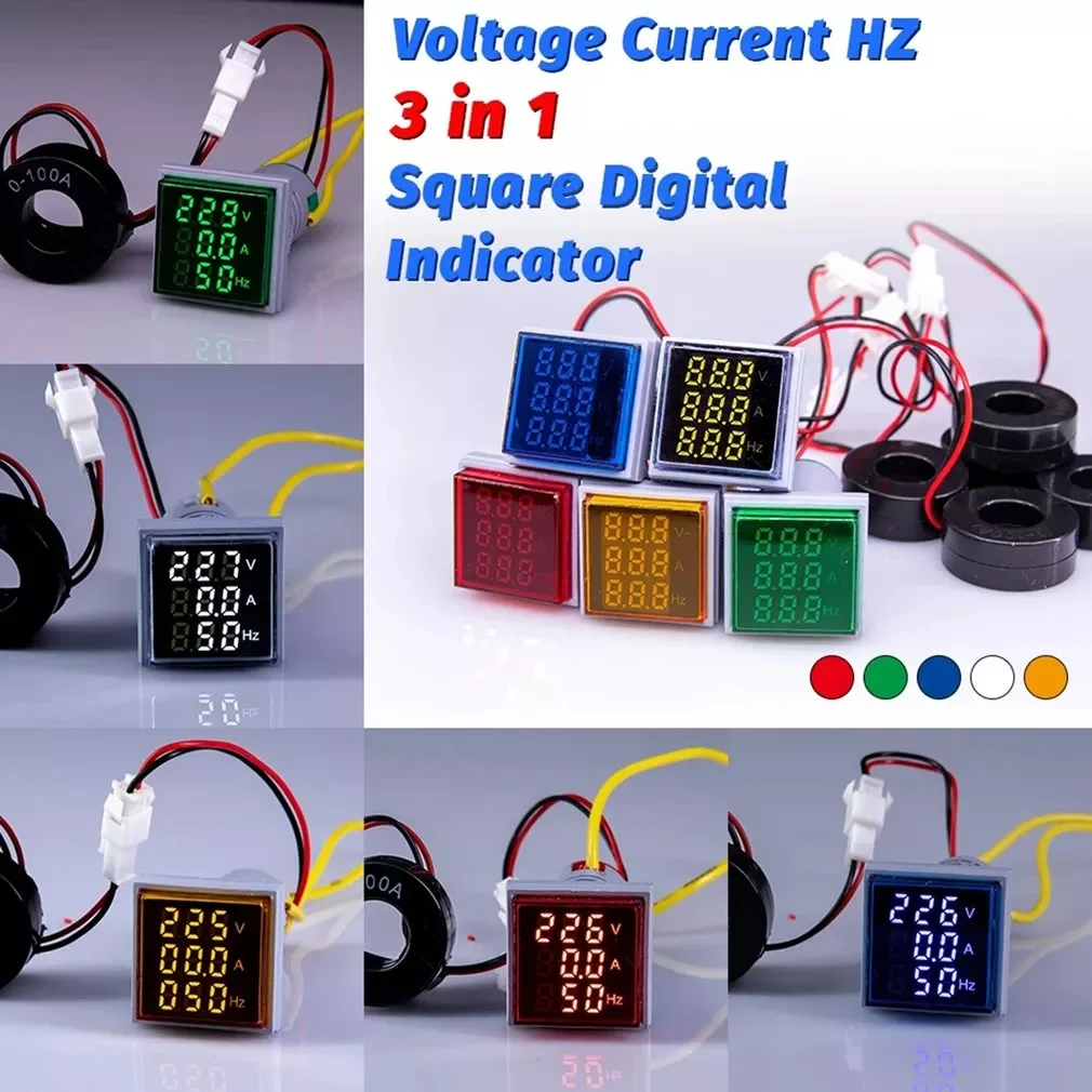 ST17VAH 3 In 1 Voltmeter Ammeter HZ LED Digital Voltage Indicator AC 60-500V 0-100A 20-75Hz 220V Voltage Current Meter Detector
ST17VAH 3 In 1 Voltmeter Ammeter HZ LED Digital Voltage Indicator AC 60-500V 0-100A 20-75Hz 220V Voltage Current Meter Detector