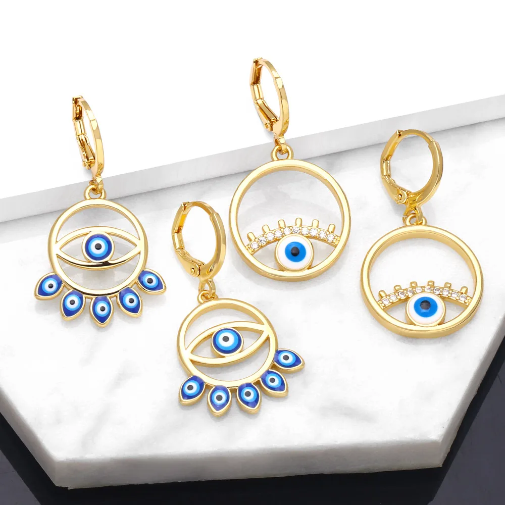 FLOLA Polished Gold Hoops Greek Eye Earrings for Women Enamel Blue Evil Eye Dangle Earrings Lucky Turkish Jewelry Gifts ersa067
FLOLA Polished Gold Hoops Greek Eye Earrings for Women Enamel Blue Evil Eye Dangle Earrings Lucky Turkish Jewelry Gifts ersa067