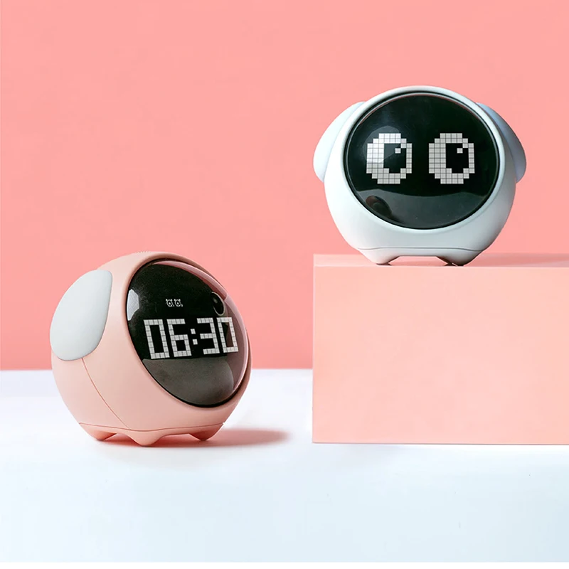 Cute Expression Alarm Clock Bedside Voice Control Night Light USB Chargeable Child Snooze Alarm Clock Kid Gift Digital LED Clock
Cute Expression Alarm Clock Bedside Voice Control Night Light USB Chargeable Child Snooze Alarm Clock Kid Gift Digital LED Clock
