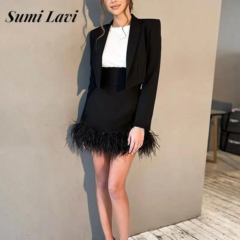 2022 Long Sleeve Cropped Blazer+Skirt Suit Elegant Solid High Waist Feather Skirt 2 Piece Set Spring Office Lady Mini Skirt Set
2022 Long Sleeve Cropped Blazer+Skirt Suit Elegant Solid High Waist Feather Skirt 2 Piece Set Spring Office Lady Mini Skirt Set