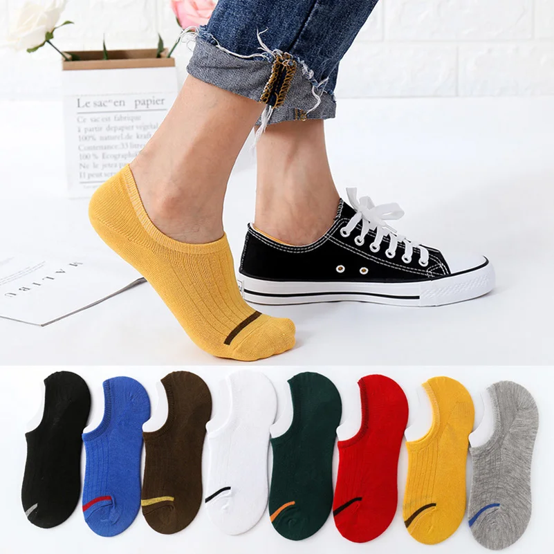 

5 Pairs Size35-42 Unisex Boat Socks Women Men Invisible Sock Slippers Spring Summer Autumn Silicone Non-slip Low Cut Socks Meias