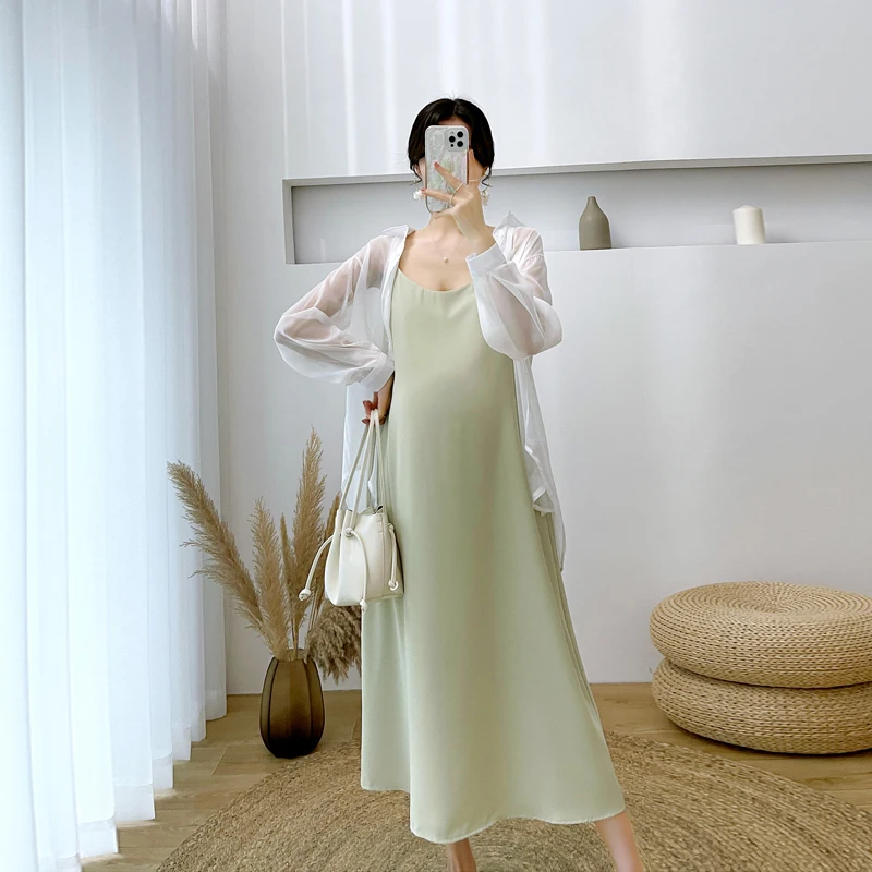 2633# Summer Beach Holidays Chiffon Maternity Sling Long Dress Cardigan Sets Clothes for Pregnant Women Sweet Ins Hot Pregnancy
2633# Summer Beach Holidays Chiffon Maternity Sling Long Dress Cardigan Sets Clothes for Pregnant Women Sweet Ins Hot Pregnancy