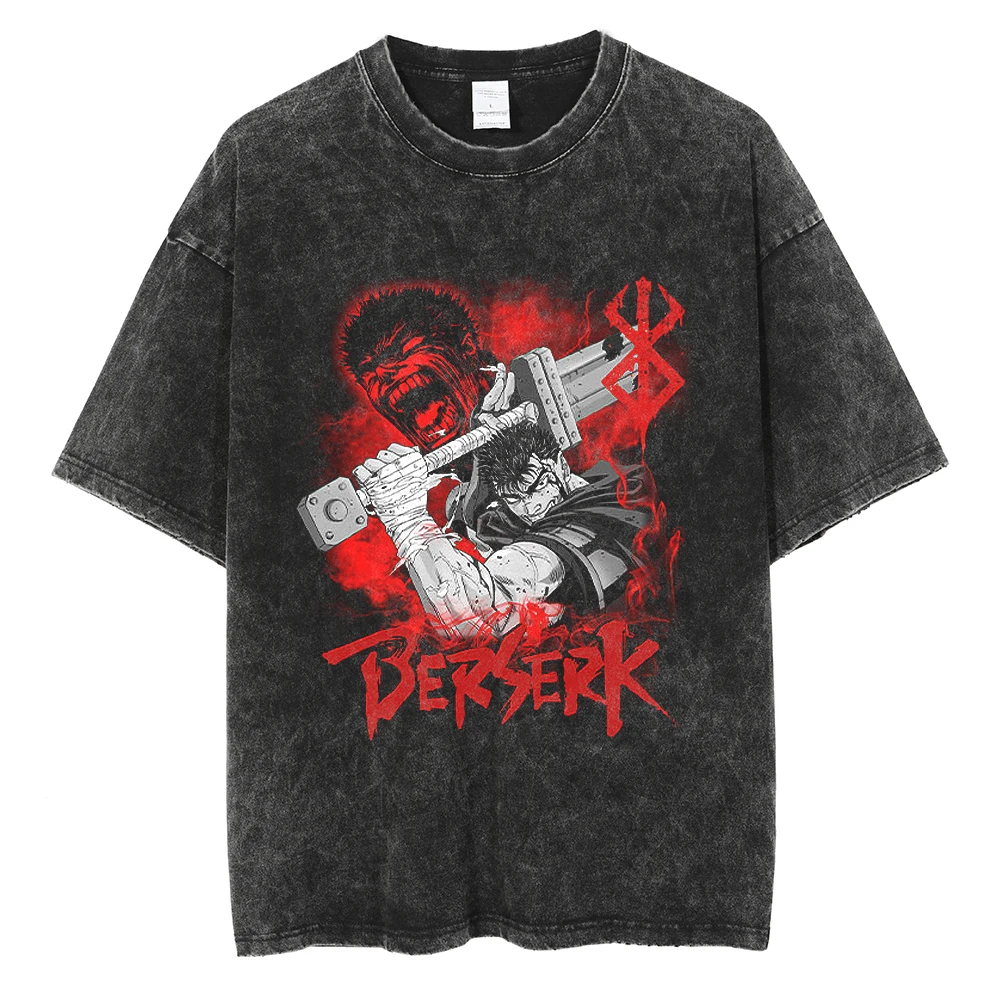Vintage T Shirt Japanese Anime Berserk Print Hip Hop Men T Shirt Washed Short Sleeve T Shirt Harajuku Casual Oversized Tops
Vintage T Shirt Japanese Anime Berserk Print Hip Hop Men T Shirt Washed Short Sleeve T Shirt Harajuku Casual Oversized Tops