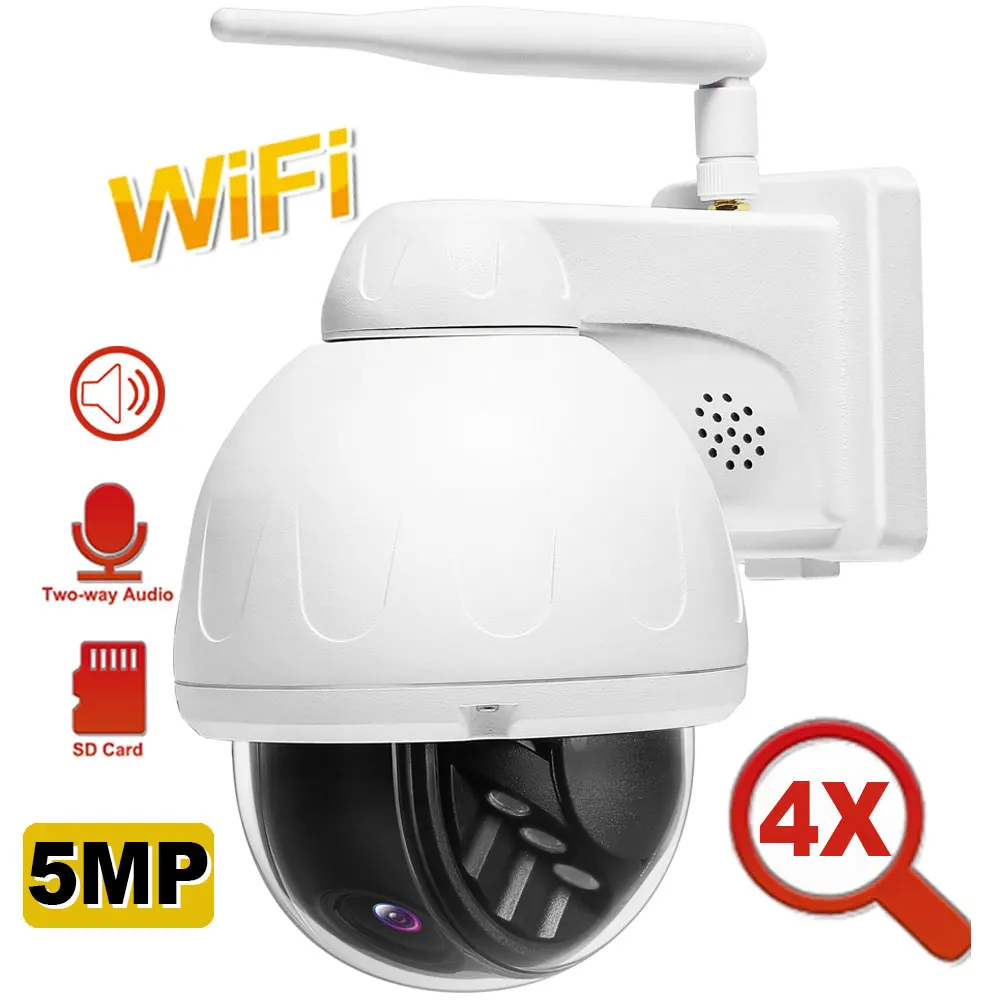 CCTV Wireless WIFI Auto Tracking Dome PTZ Camera 5X digital Zoom HD 5MP IP Camera Support ONVIF Built-in Microphone / Speaker
CCTV Wireless WIFI Auto Tracking Dome PTZ Camera 5X digital Zoom HD 5MP IP Camera Support ONVIF Built-in Microphone / Speaker
