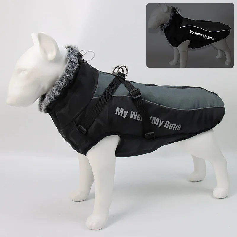 

Clothes For Large Dogs Waterproof Big Dog Vest Jacket Autumn Winter Warm Fur Collar Pet Dog Coat For French Bulldog Wilma Dog
