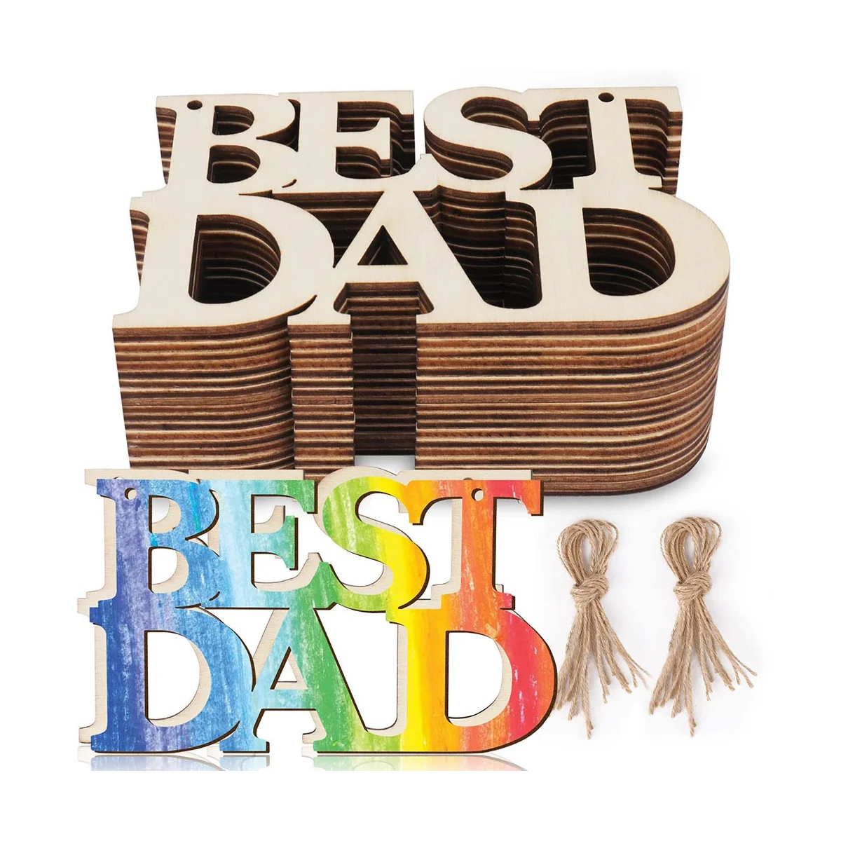 40Pcs Best DAD Unfinished Wood Crafts, Gift Tags with String for Father's Day Gifts, Dad's Birthday Party Decorations
40Pcs Best DAD Unfinished Wood Crafts, Gift Tags with String for Father's Day Gifts, Dad's Birthday Party Decorations