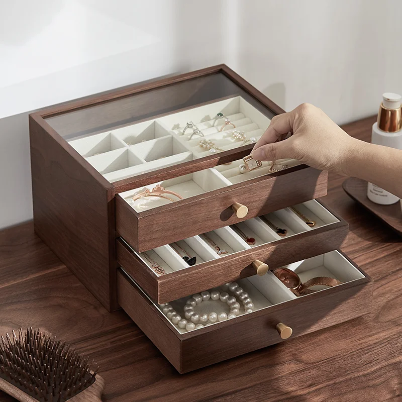 Wooden Storage Multi-Layer Large Capacity Advanced Ring Earrings Ear Stud Necklace Jewelry Box High-End
Wooden Storage Multi-Layer Large Capacity Advanced Ring Earrings Ear Stud Necklace Jewelry Box High-End