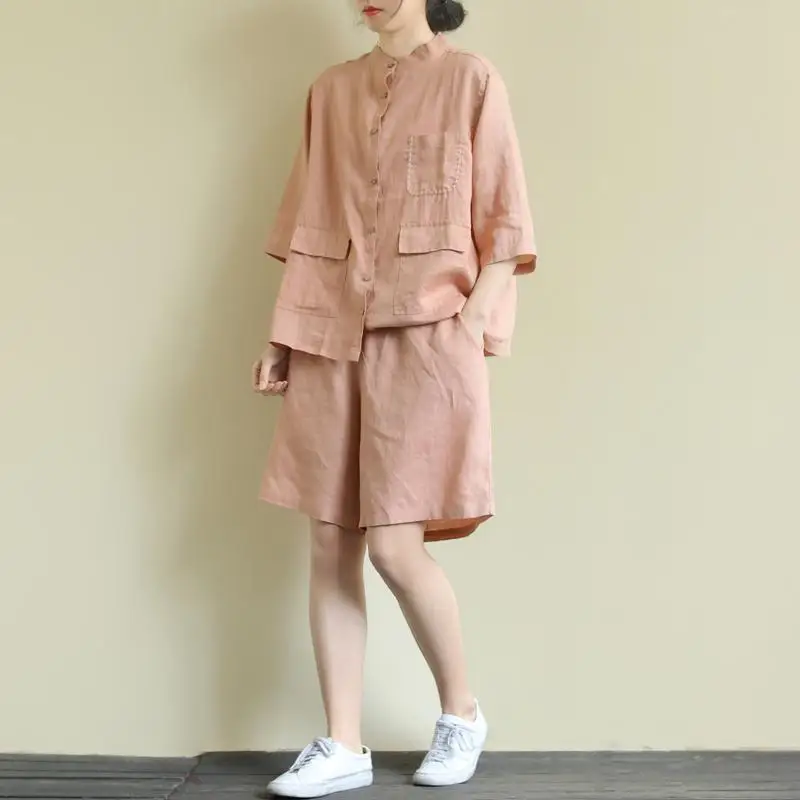 Two Pieces Outfits 2022 Fashion New Women Linen Clothing Sets Solid Color Pockets Shirts Shorts Casual Loose Female Suits
Two Pieces Outfits 2022 Fashion New Women Linen Clothing Sets Solid Color Pockets Shirts Shorts Casual Loose Female Suits