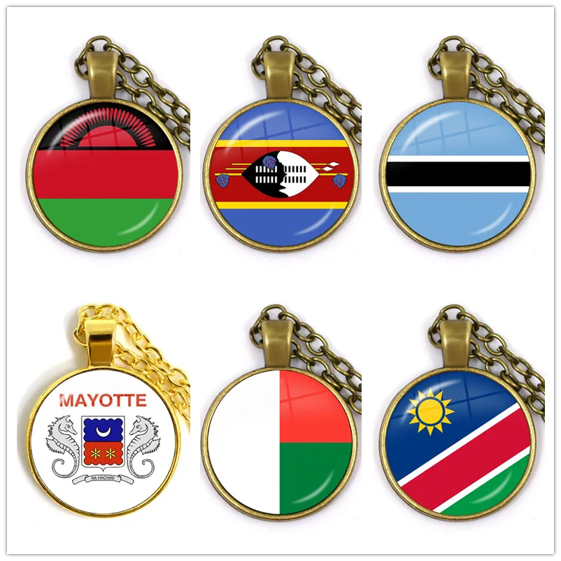 Botswana,Namibia,Swaziland,Madagascar,Malawi,Mayotte Nation Flag Necklace 25mm Glass Cabochon Pendant For Women Girls Gift
Botswana,Namibia,Swaziland,Madagascar,Malawi,Mayotte Nation Flag Necklace 25mm Glass Cabochon Pendant For Women Girls Gift
