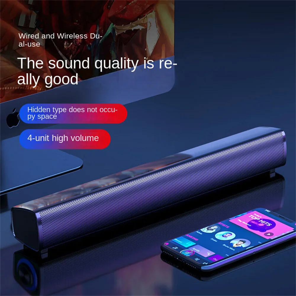 

Powerful Wireless Bluetooth Speaker Digital Clock Home Theater TV Sound Box Heavy Bass 3D Stereo Surround Sound Bar caixa de som