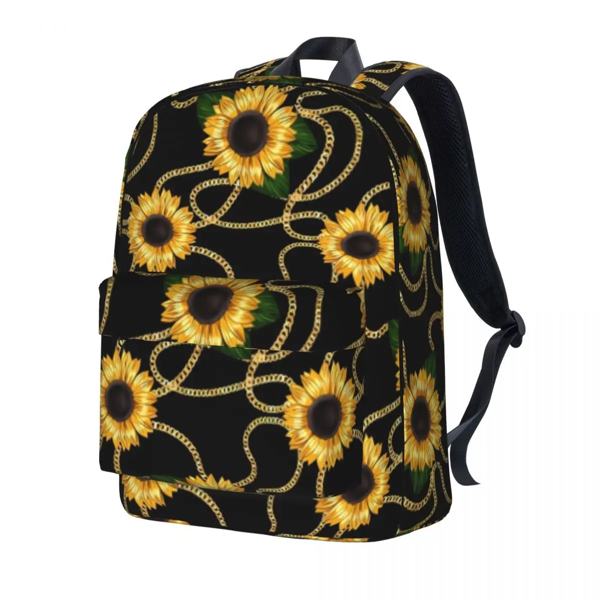 

Рюкзак с принтом золотых цепочек, Подсолнухи, стильные рюкзаки для университета, высококачественные большие школьные ранцы для подростков, повседневный рюкзак