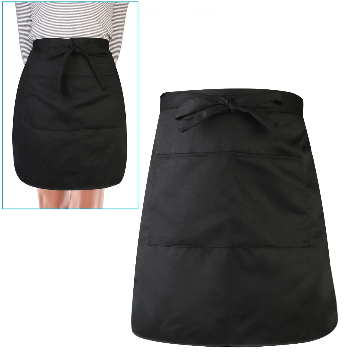 Durable Unisex Short Waist Apron with Pocket for Chef /Waiter /Waitress (Black)
Durable Unisex Short Waist Apron with Pocket for Chef /Waiter /Waitress (Black)