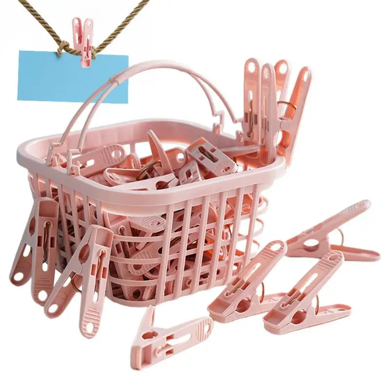 

Laundry Sock Clips 30PCS Windproof Household Laundry Pins Clips With Basket Small Clothes Pegs For Socks Underwear Towels Bra