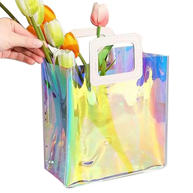 Holographic ToteBag Stunning Reusable Waterproof Small Gift Bag PVC Bag For Women Girl Iridescent Christmas Gift Bag With Handle
Holographic ToteBag Stunning Reusable Waterproof Small Gift Bag PVC Bag For Women Girl Iridescent Christmas Gift Bag With Handle