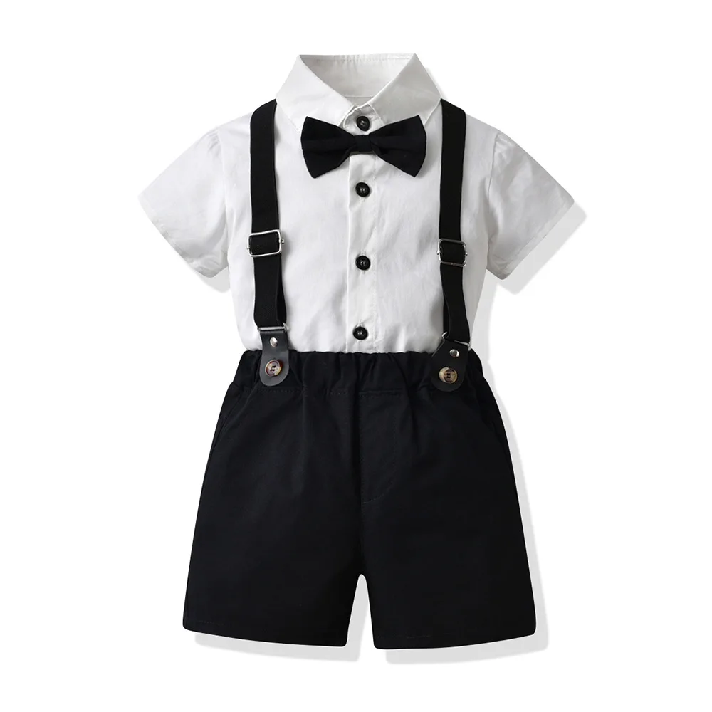 Boys Summer Cotton Outfits Classic Black White Formal Gentleman Clothes Kids 1-6Y Suspender Suit Boys Host Performance Costume
Boys Summer Cotton Outfits Classic Black White Formal Gentleman Clothes Kids 1-6Y Suspender Suit Boys Host Performance Costume