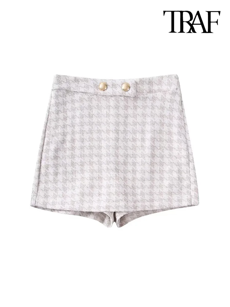 TRAF Women Fashion Front Buttons Tweed Check Bermuda Shorts Vintage High Waist Side Zipper Female Short Pants Mujer
TRAF Women Fashion Front Buttons Tweed Check Bermuda Shorts Vintage High Waist Side Zipper Female Short Pants Mujer
