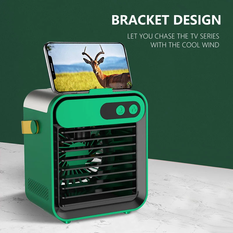 Mini Air Cooler USB Air Conditioner Portable Humidifier Phone Holder Desktop Water-Cooled Electric Fan For Summer Home Office
Mini Air Cooler USB Air Conditioner Portable Humidifier Phone Holder Desktop Water-Cooled Electric Fan For Summer Home Office