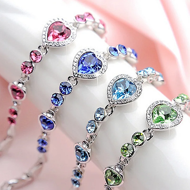 12 Colors Hot Selling Heart Crystal Zircon Crystal Bracelet For Women Party Wedding jewelry Bangle Accessories
12 Colors Hot Selling Heart Crystal Zircon Crystal Bracelet For Women Party Wedding jewelry Bangle Accessories