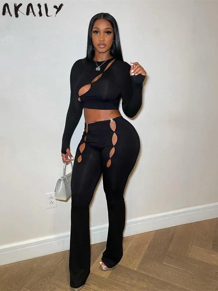 Akaily Fall Black Hollow Out 2 Two Piece Sets Womens Causal Outfits 2022 Long Sleeve Crop Top And Pants Sets Ladies Streetwear
Akaily Fall Black Hollow Out 2 Two Piece Sets Womens Causal Outfits 2022 Long Sleeve Crop Top And Pants Sets Ladies Streetwear