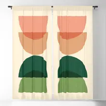 Sun Earth Balance Midcentury Blackout Curtains 3D Print Window Curtains For Bedroom Living Room Decor Window Treatments