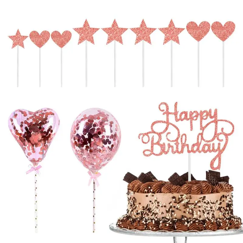 Happy Birthday Heart Cake Topper DIY Glitter Birthday Cake Picks Decorations Gold/Rose Gold Cake Toppers With Star/Heart Decor
Happy Birthday Heart Cake Topper DIY Glitter Birthday Cake Picks Decorations Gold/Rose Gold Cake Toppers With Star/Heart Decor
