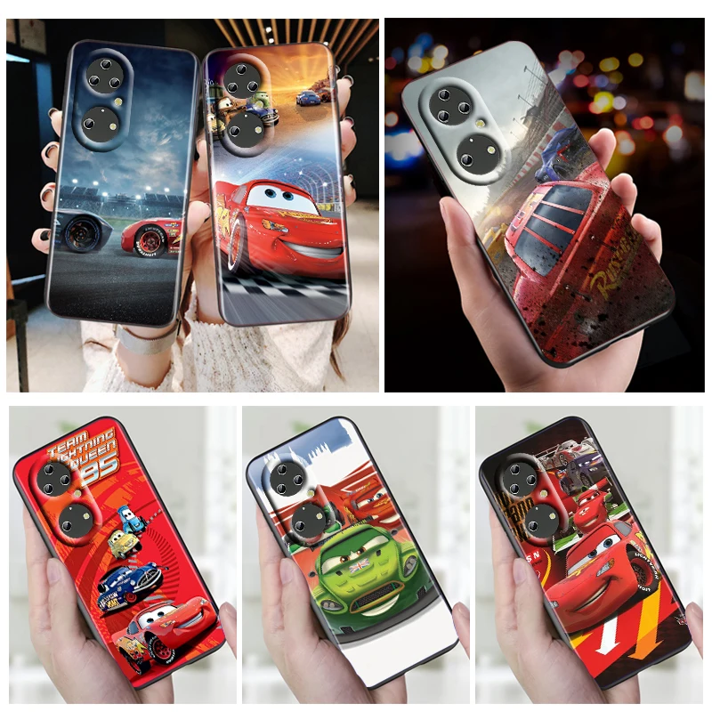 

Lightning McQueen Cars Phone Case For Huawei P50 P40 P30 P20 Lite 5G Nova Y70 Plus 9 SE Pro 5T Y9S Y9 Prime Y6 2019 Black