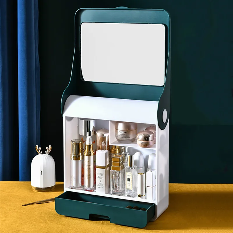 Bathroom Cosmetic Storage Box with Flip Mirror Integrated Large Makeup Organizer Wall-mounted Desktop Skin Care Toiletries Rack
Bathroom Cosmetic Storage Box with Flip Mirror Integrated Large Makeup Organizer Wall-mounted Desktop Skin Care Toiletries Rack
