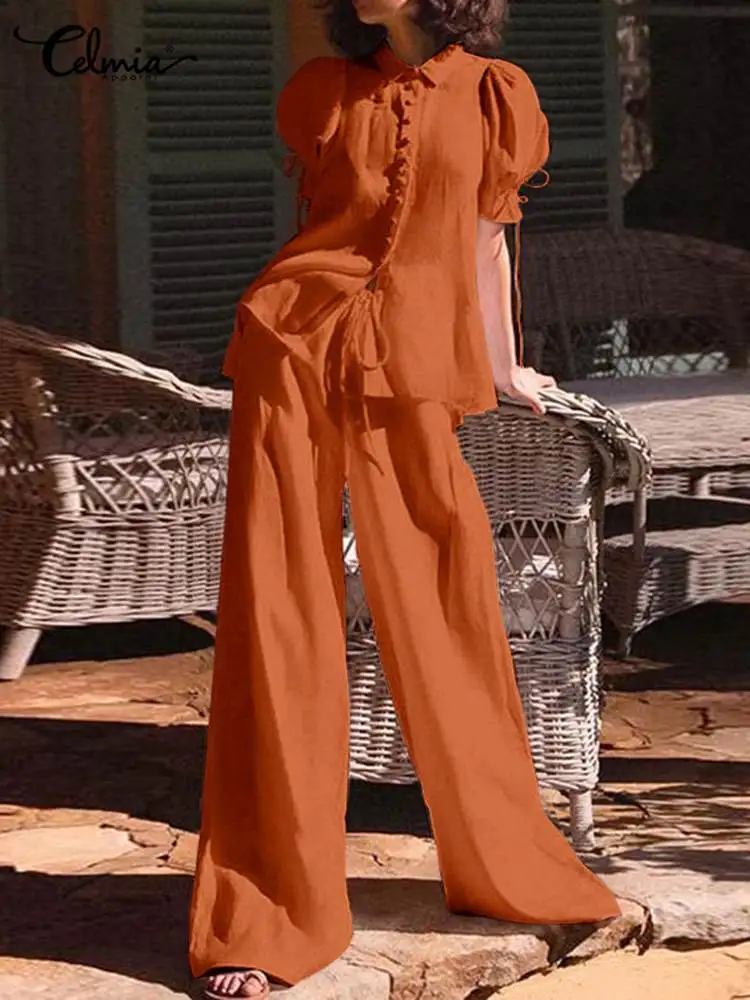 Celmia Summer Casual Matching Sets Women Elegant Short Puff Sleeve Shirts and Wide Leg Pants Outfits Fashion 2 Piece Pant Sets
Celmia Summer Casual Matching Sets Women Elegant Short Puff Sleeve Shirts and Wide Leg Pants Outfits Fashion 2 Piece Pant Sets