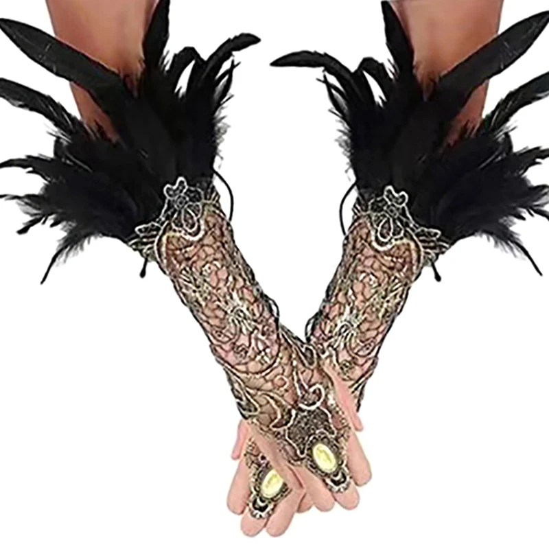 Gothic Feather Gold Lace Long Glove Bracelet Women Party Sexy Fingerless Gloves Exaggerated Lace Fishnet Gloves Accessories
Gothic Feather Gold Lace Long Glove Bracelet Women Party Sexy Fingerless Gloves Exaggerated Lace Fishnet Gloves Accessories