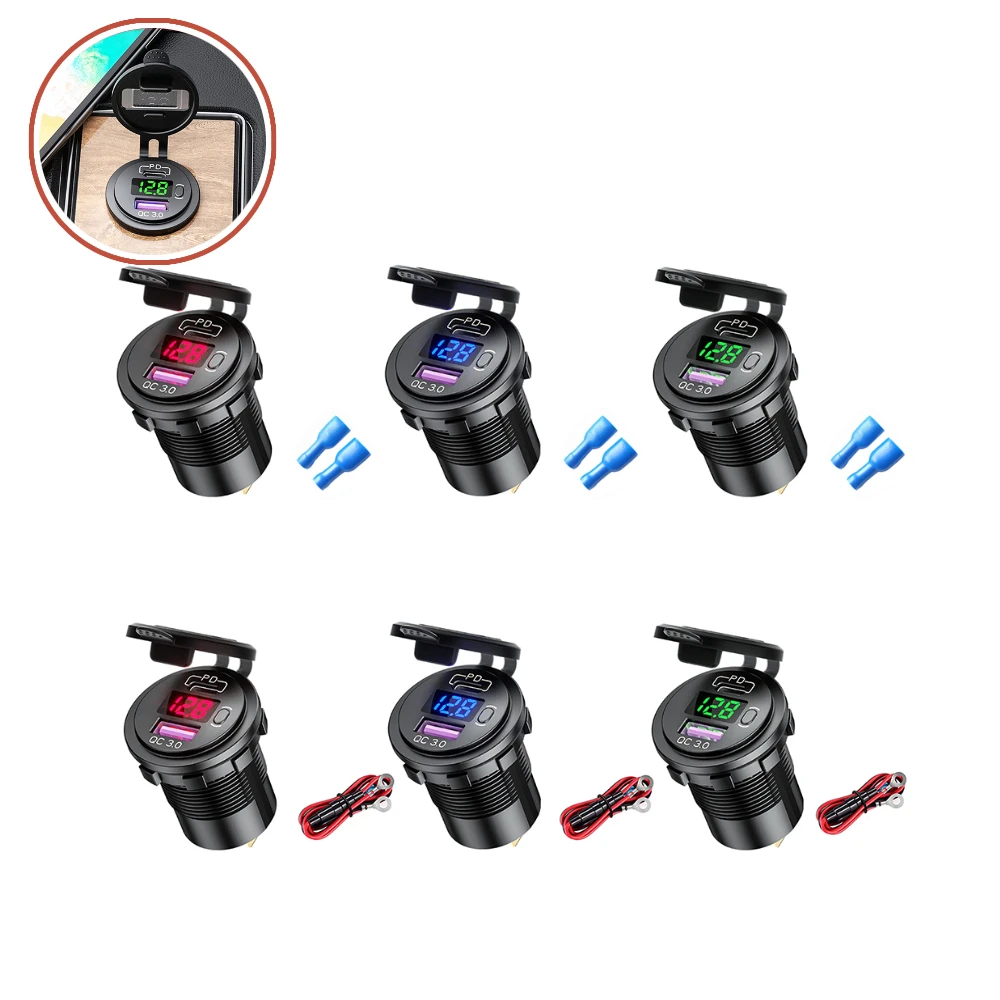 Car Motorcycle USB Charger Quick Charge QC 3.0 + PD USB Fast Charger Socket Power Outlet Adapter with Switch with 2x Terminals
Car Motorcycle USB Charger Quick Charge QC 3.0 + PD USB Fast Charger Socket Power Outlet Adapter with Switch with 2x Terminals