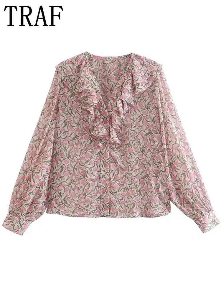 TRAF Zar Floral Ruffle Top Female Pink Chiffon Blouse Women Puff Long Sleeve Top Woman 2022 Spring Fashion Elegant Blouses
TRAF Zar Floral Ruffle Top Female Pink Chiffon Blouse Women Puff Long Sleeve Top Woman 2022 Spring Fashion Elegant Blouses
