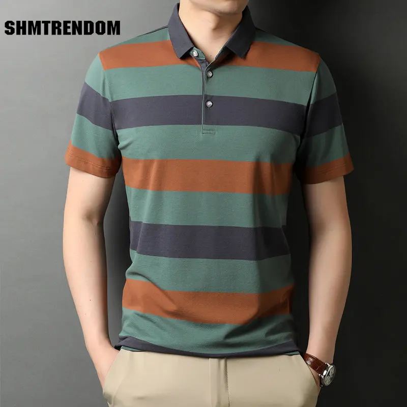 Рубашка-поло мужская с отложным воротником, брендовая сорочка в полоску, Повседневная модная одежда с короткими рукавами, лето
Рубашка-поло мужская с отложным воротником, брендовая сорочка в полоску, Повседневная модная одежда с короткими рукавами, лето