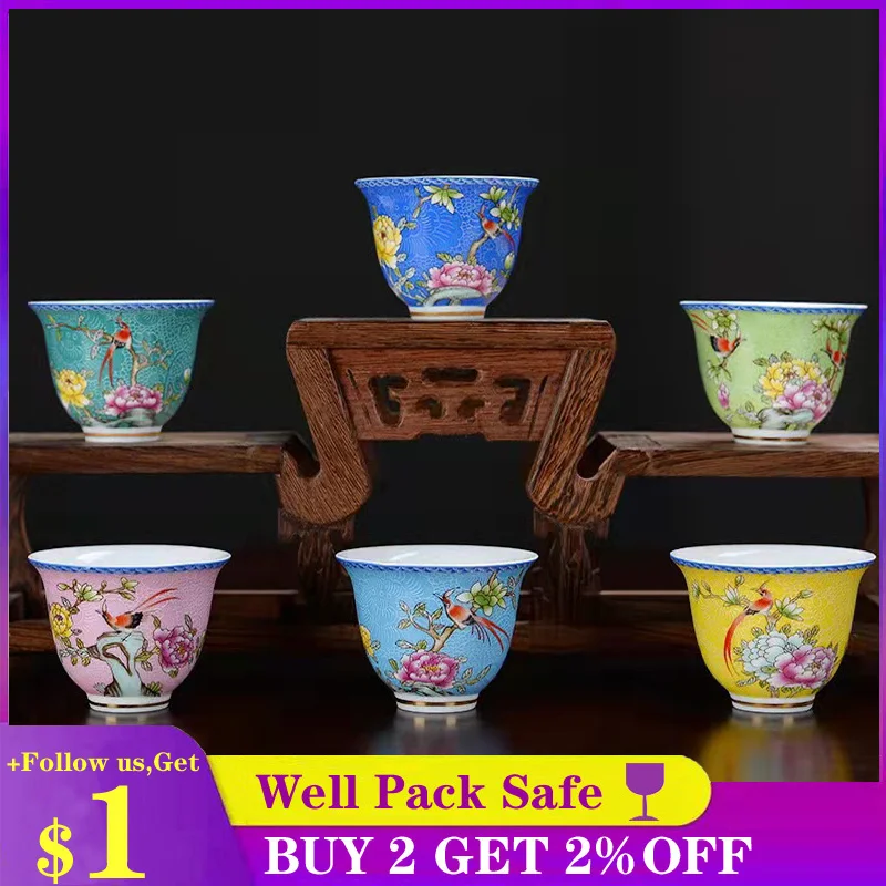 

HMLOVE Color Enamel Sancai Gaiwan White Porcelain Cover Bowl Lid Chinese Kung Fu Tea Cups Handmade Tureen Travel Teaware Sets