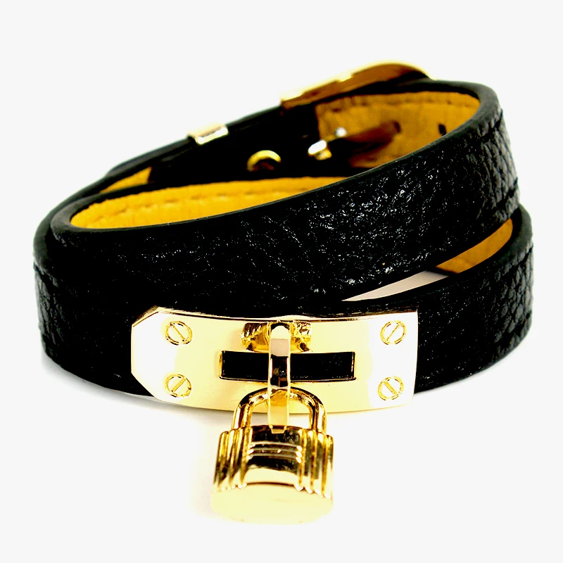 High Quality Stainless Steel Lock Pendant 8 Colors Double Layer Enring Split Leather Choker Bangle Bracelets For Women Jewelry
High Quality Stainless Steel Lock Pendant 8 Colors Double Layer Enring Split Leather Choker Bangle Bracelets For Women Jewelry