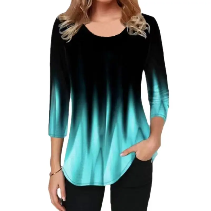 Summer Women T-shirt Fashion Female Harajuku T Shirt Long Casual Gradient Print 3D Tee Y2k Top Oversized Clothes O-Neck Shirt
Summer Women T-shirt Fashion Female Harajuku T Shirt Long Casual Gradient Print 3D Tee Y2k Top Oversized Clothes O-Neck Shirt