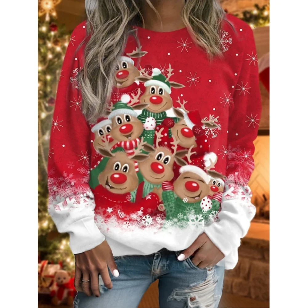 Women's Autumn Pullover Christmas Sweatshirt Reindeer Snowflake Sweatshirt Holiday Print Party New Round Neck Long Sleeve Top
Women's Autumn Pullover Christmas Sweatshirt Reindeer Snowflake Sweatshirt Holiday Print Party New Round Neck Long Sleeve Top