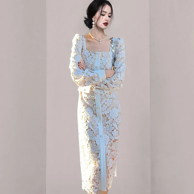 E GIRLS 2022 New Korean Style Simple Chic Lace Work Wear Dress Women Single-Breasted Office Fashion Pencil Dresses Vestidos
E GIRLS 2022 New Korean Style Simple Chic Lace Work Wear Dress Women Single-Breasted Office Fashion Pencil Dresses Vestidos
