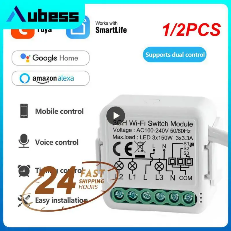 

1/2PCS Tuya Smart Zigbee Light Switch Module 1/2/3/4 Gang Automation Breaker 2 Ways Control Work with Alexa Home