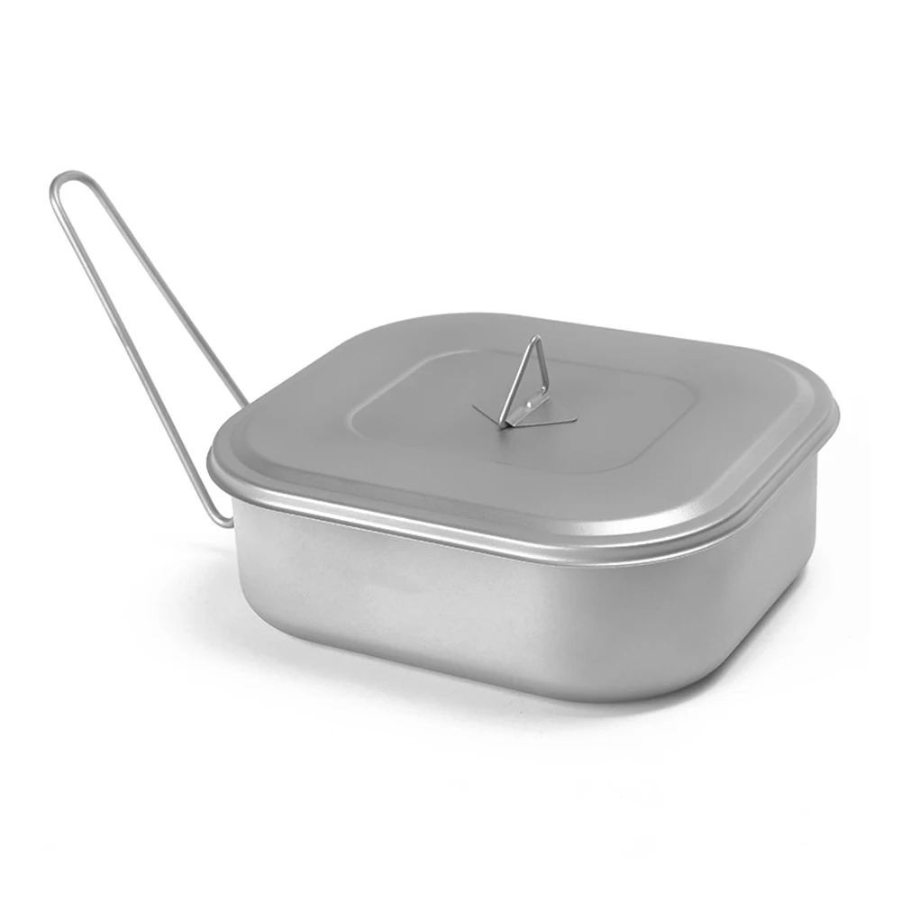 0.8mm Thick Titanium Lunch Box Tableware 1000ml Large Capacity Mess Tin with Lid Folding Handle Outdoor Camping Cookware
0.8mm Thick Titanium Lunch Box Tableware 1000ml Large Capacity Mess Tin with Lid Folding Handle Outdoor Camping Cookware