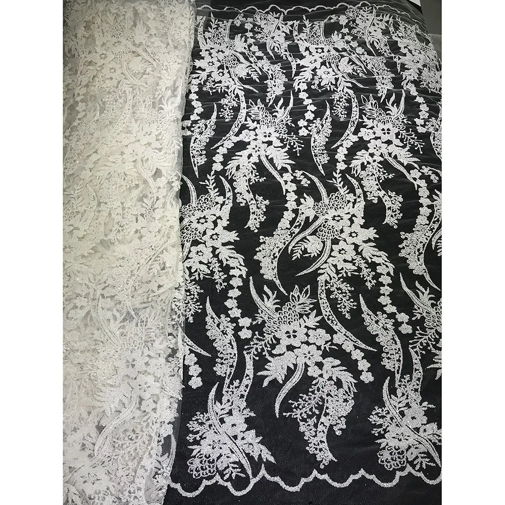 Popular High Quality Ivory White Glitter Tulle Mesh Floral African French Style Wedding Dress Material Shiny Sequins Lace Fabric
Popular High Quality Ivory White Glitter Tulle Mesh Floral African French Style Wedding Dress Material Shiny Sequins Lace Fabric