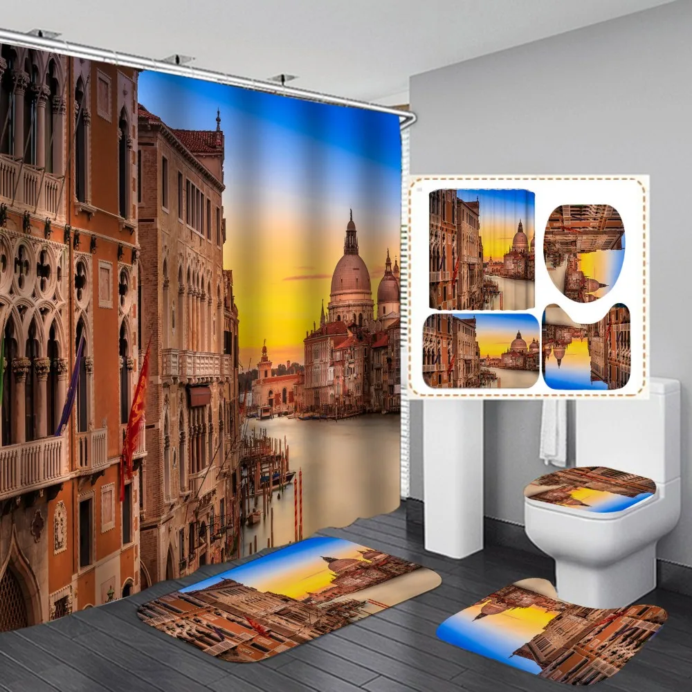 Natural Architecture Scenery Shower Curtain Set Tropical Sea View Non-Slip Rug Toilet Cover Bath Mat Bathroom Deco Bath Curtains
Natural Architecture Scenery Shower Curtain Set Tropical Sea View Non-Slip Rug Toilet Cover Bath Mat Bathroom Deco Bath Curtains