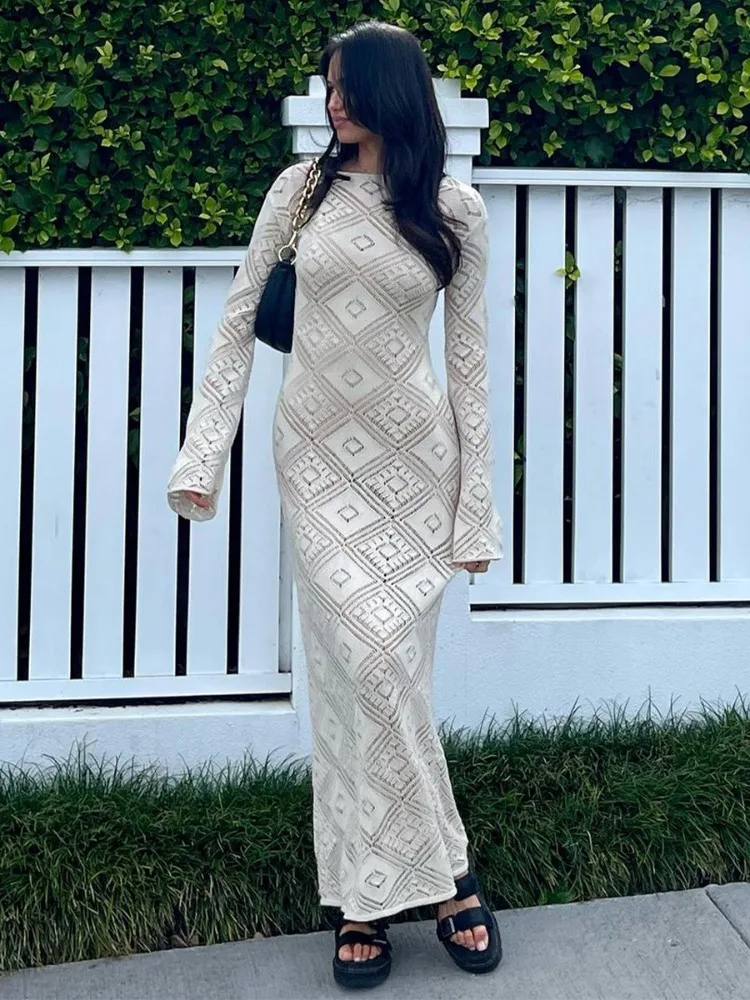 Laxsesu White Sexy Bodycon Maxi Dress V Neck Long Sleeve Hollow Out Autumn Dress Elegant Party Evening Dresses for Women 2023
Laxsesu White Sexy Bodycon Maxi Dress V Neck Long Sleeve Hollow Out Autumn Dress Elegant Party Evening Dresses for Women 2023