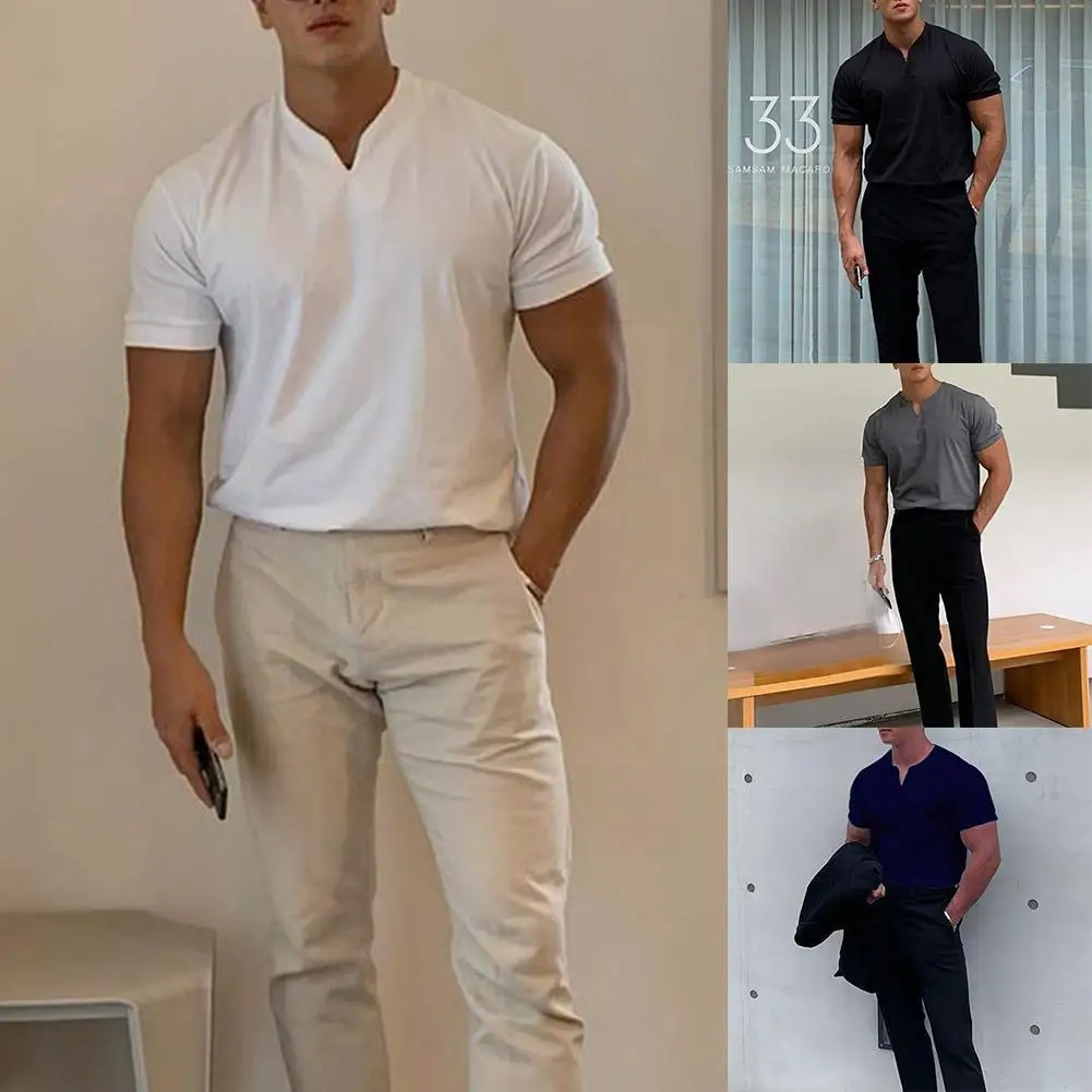 2020 New V Neck Short Sleeve Men T Shirt Slim Fit T-shirt Skinny Breathable Tops Men Casual Fashion Shirt M-3XL Summer Men Q6V8 
2020 New V Neck Short Sleeve Men T Shirt Slim Fit T-shirt Skinny Breathable Tops Men Casual Fashion Shirt M-3XL Summer Men Q6V8