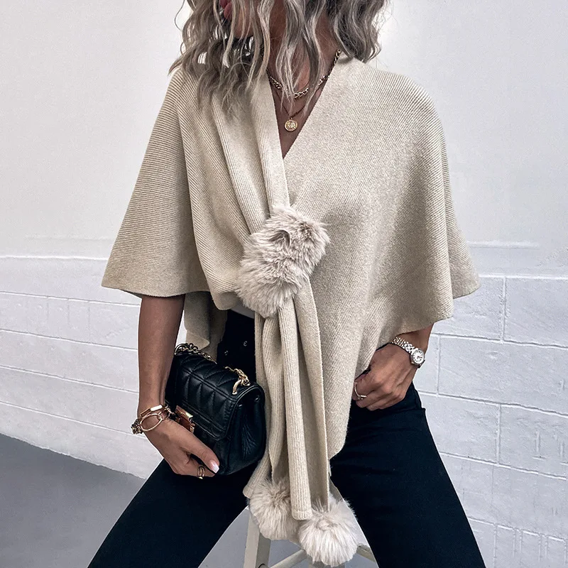 2023 Autumn Winter New Solid Color Cape and Shawl Sweater Women's Sweater Women's Fashion Knitted V-neck Irregular Sweater
2023 Autumn Winter New Solid Color Cape and Shawl Sweater Women's Sweater Women's Fashion Knitted V-neck Irregular Sweater