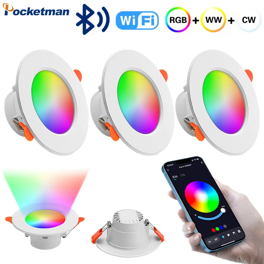 Bluetooth LED Downlight RGB Ceiling Recessed Downlight AC85~265V Dimmable Spotlight Home Living Room Bedroom Atmosphere Light
Bluetooth LED Downlight RGB Ceiling Recessed Downlight AC85~265V Dimmable Spotlight Home Living Room Bedroom Atmosphere Light