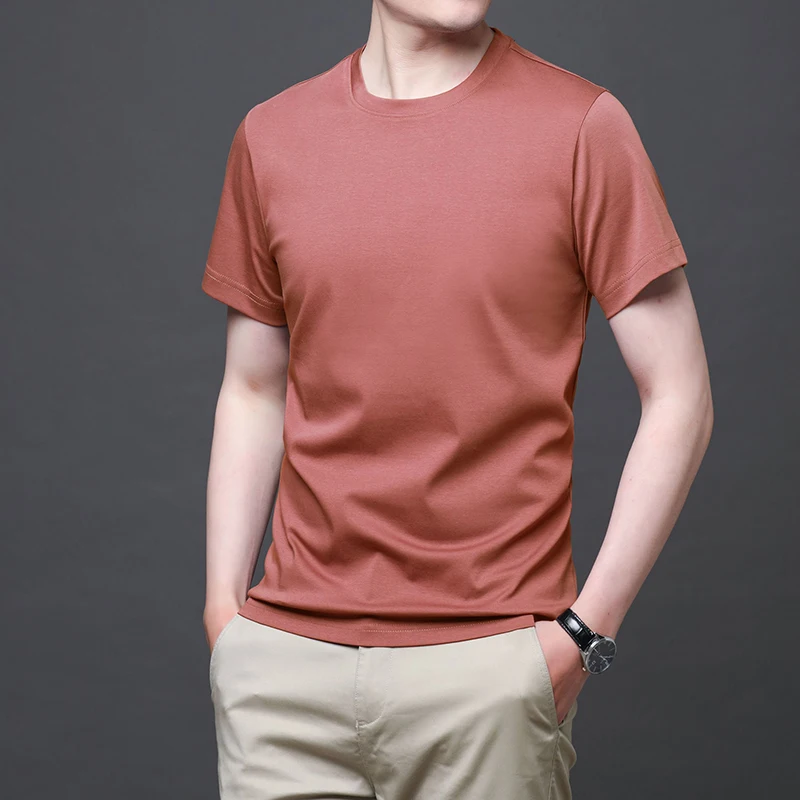 100% Mercerized Cotton New Men's Short-Sleeved T-Shirt High-End Comfortable Fashion All-Match Round Neck Summer Top
100% Mercerized Cotton New Men's Short-Sleeved T-Shirt High-End Comfortable Fashion All-Match Round Neck Summer Top