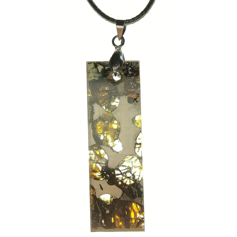 Natural meteorite material necklace high quality olive meteorite slice pendant Brenham olive meteorite specimen 
Natural meteorite material necklace high quality olive meteorite slice pendant Brenham olive meteorite specimen
